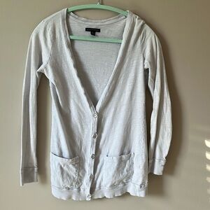 American Eagle AE Womens Knit Button Cardigan Pockets White Small